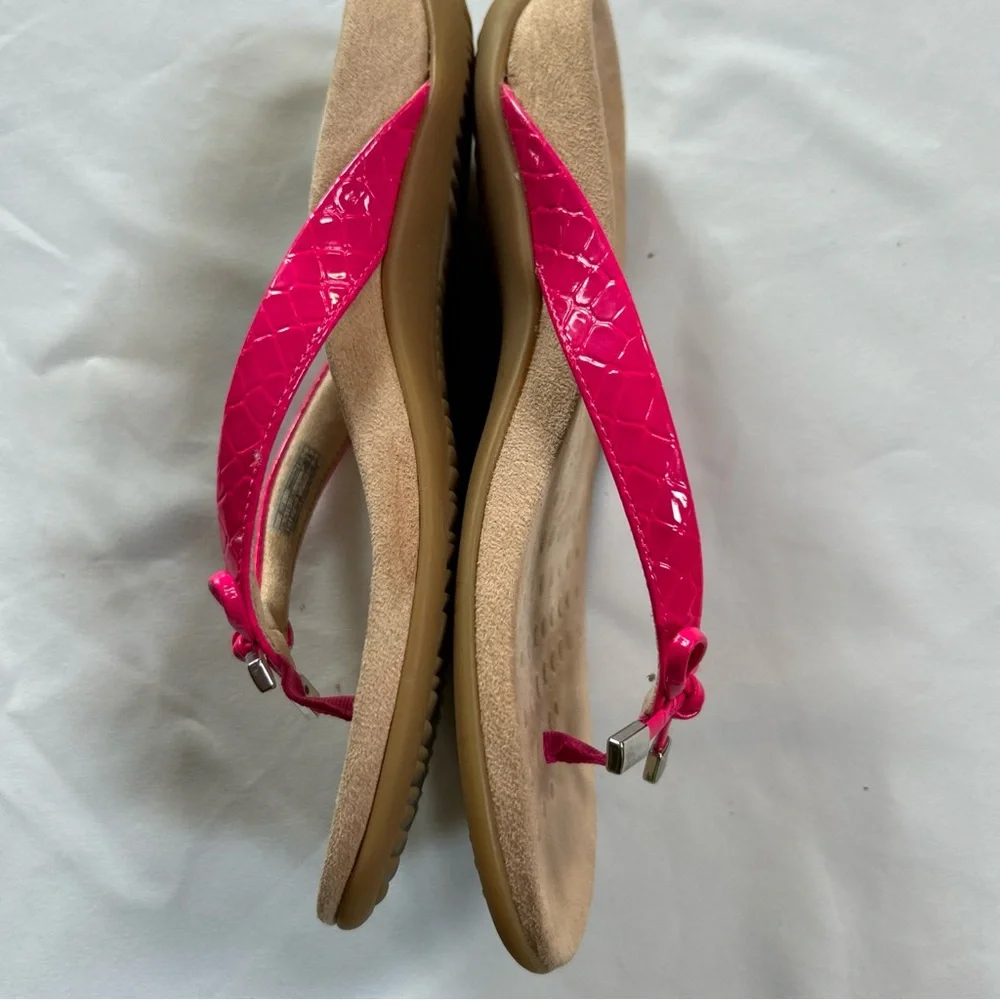Vionic Bella Bright Pink Orthotic Flip Flops with Bows Sz 6.5-VGUC - Picture 3 of 5
